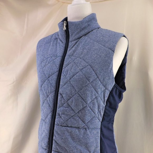 ZELOS NEW Blue Quilted Stretch Semi-Fitted w Pockets Zip Up Vest L - Picture 8 of 13
